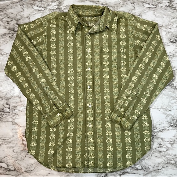 Lucky Brand Other - Lucky Brand men's western button down shirt medium green cream